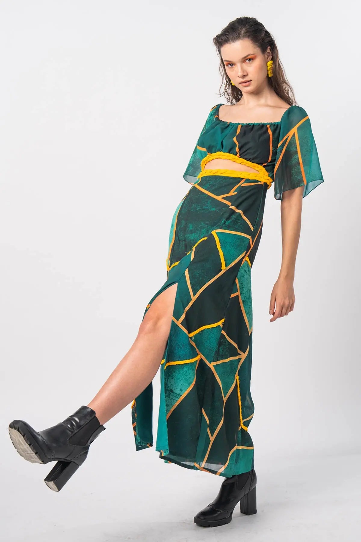 Abstract Braid Embellished Dress SNEHA B