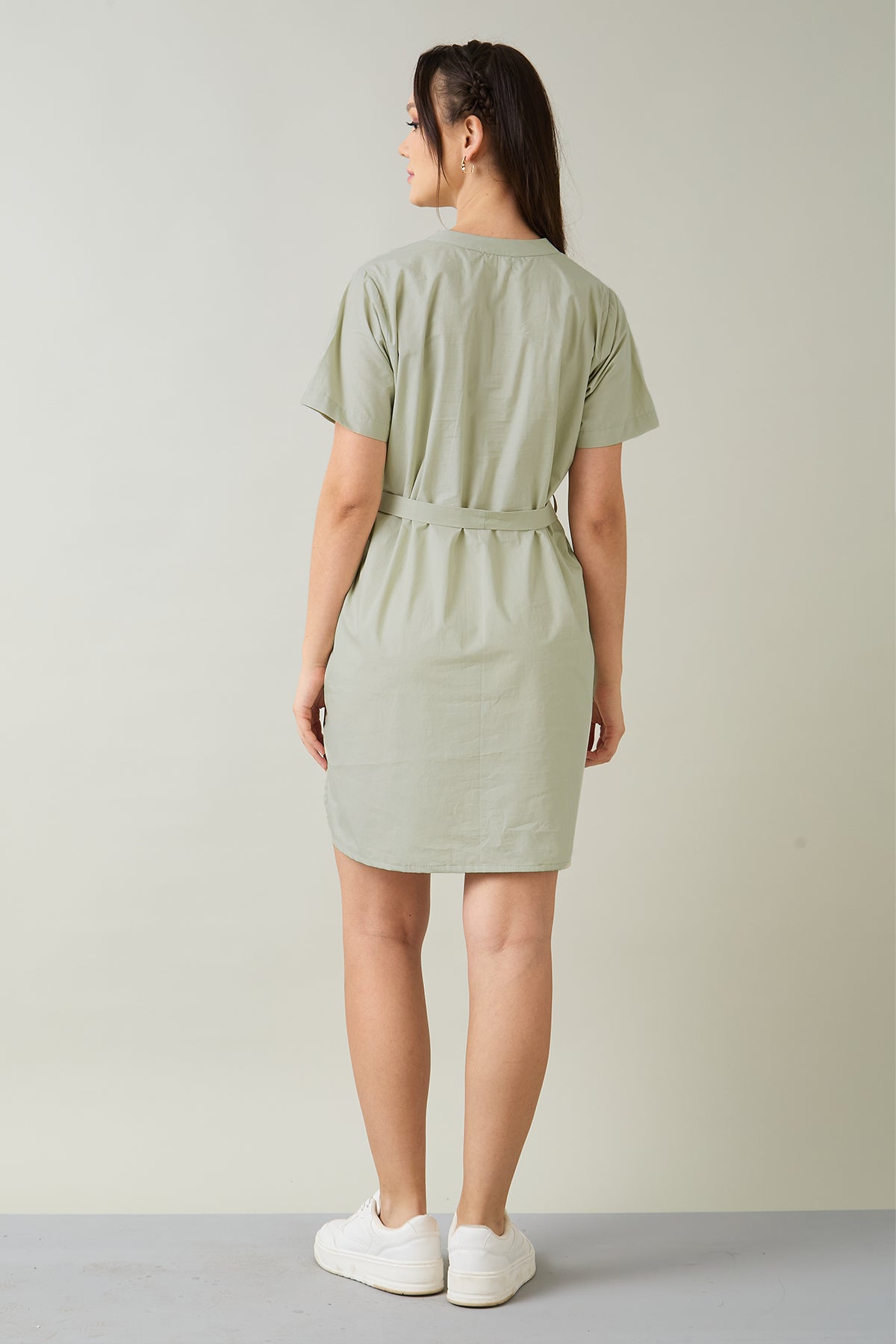 100% Cotton Poplin Green Dress