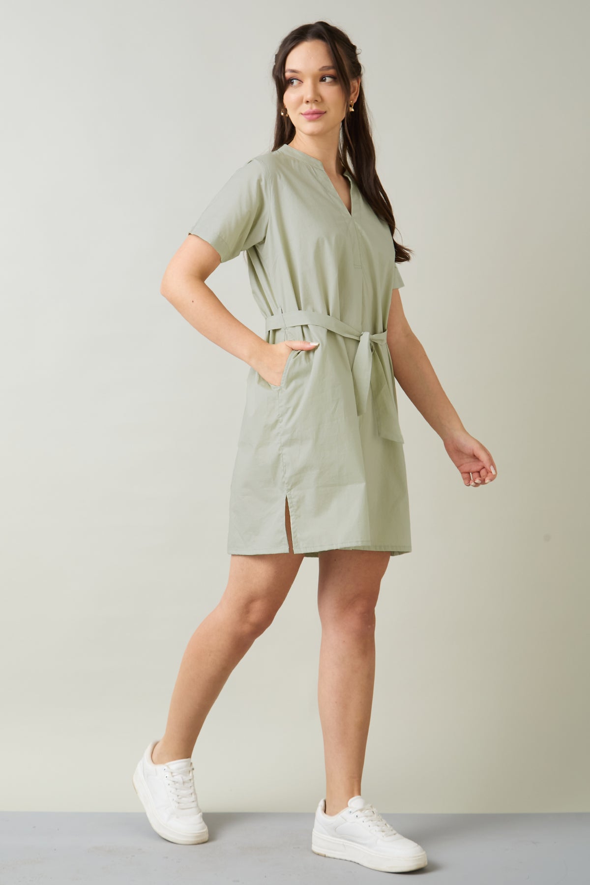 100% Cotton Poplin Green Dress