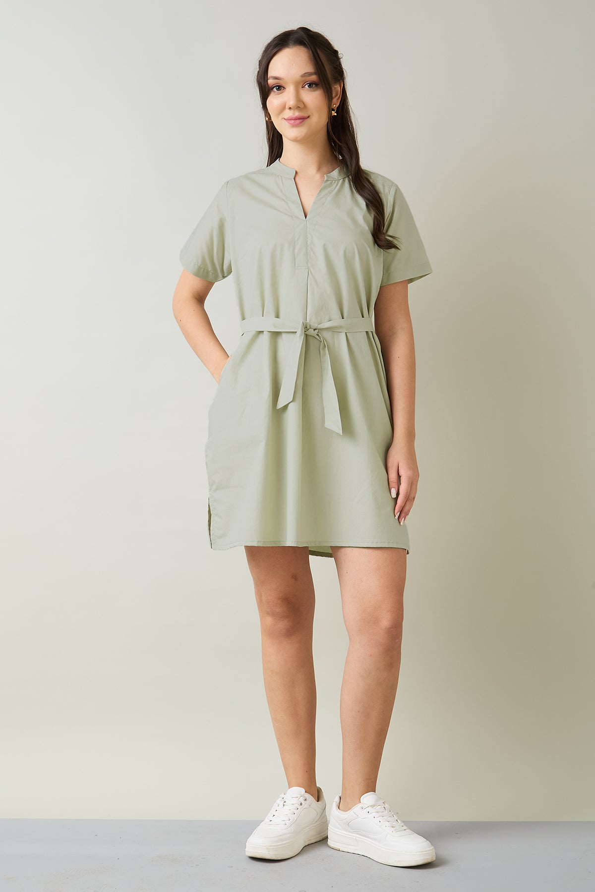 100% Cotton Poplin Green Dress
