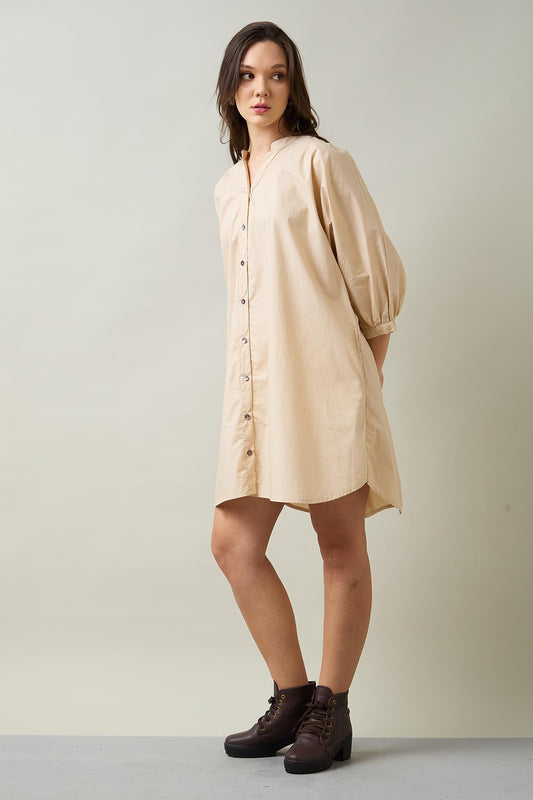 Buy Beige Relaxed Shirt Style Dress by SNEHA B