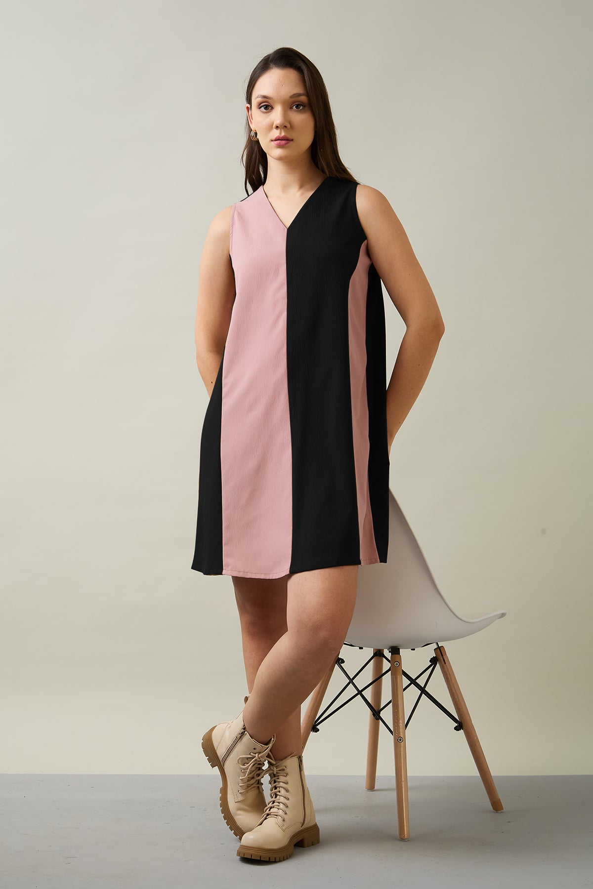 Black & Pink Colourblock Dress