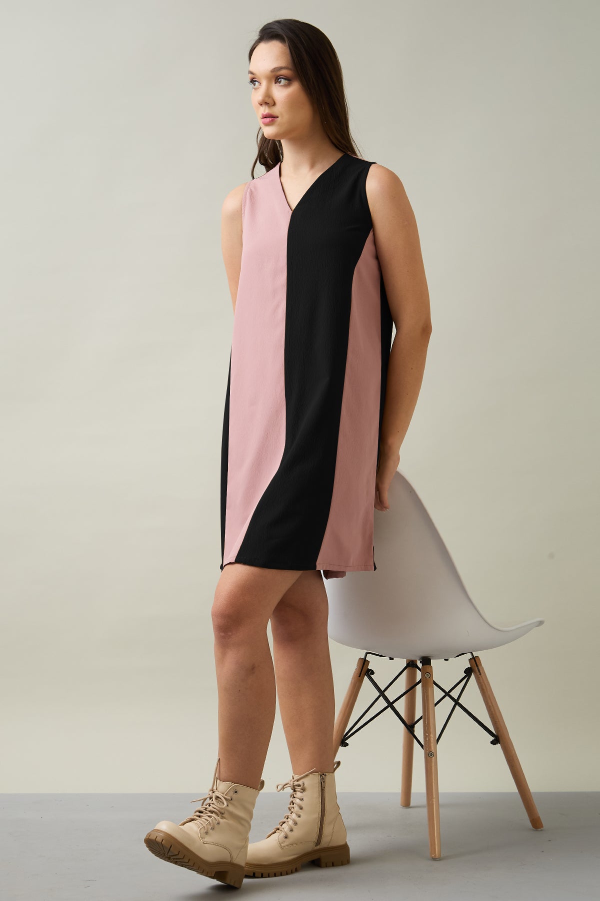 Black & Pink Colourblock Dress