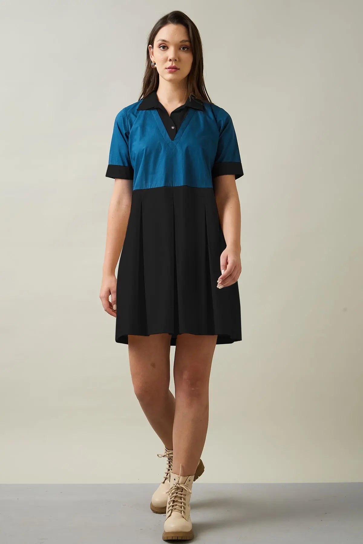 Black & Teal Colourblock Dress SNEHA B