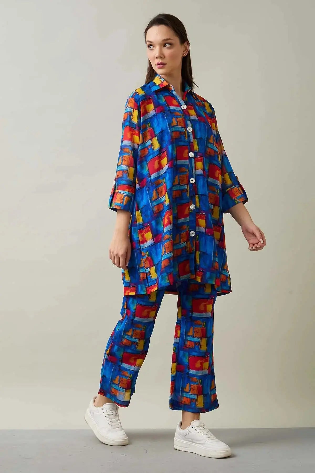 Blue Printed Tunic Co-ord Set SNEHA B