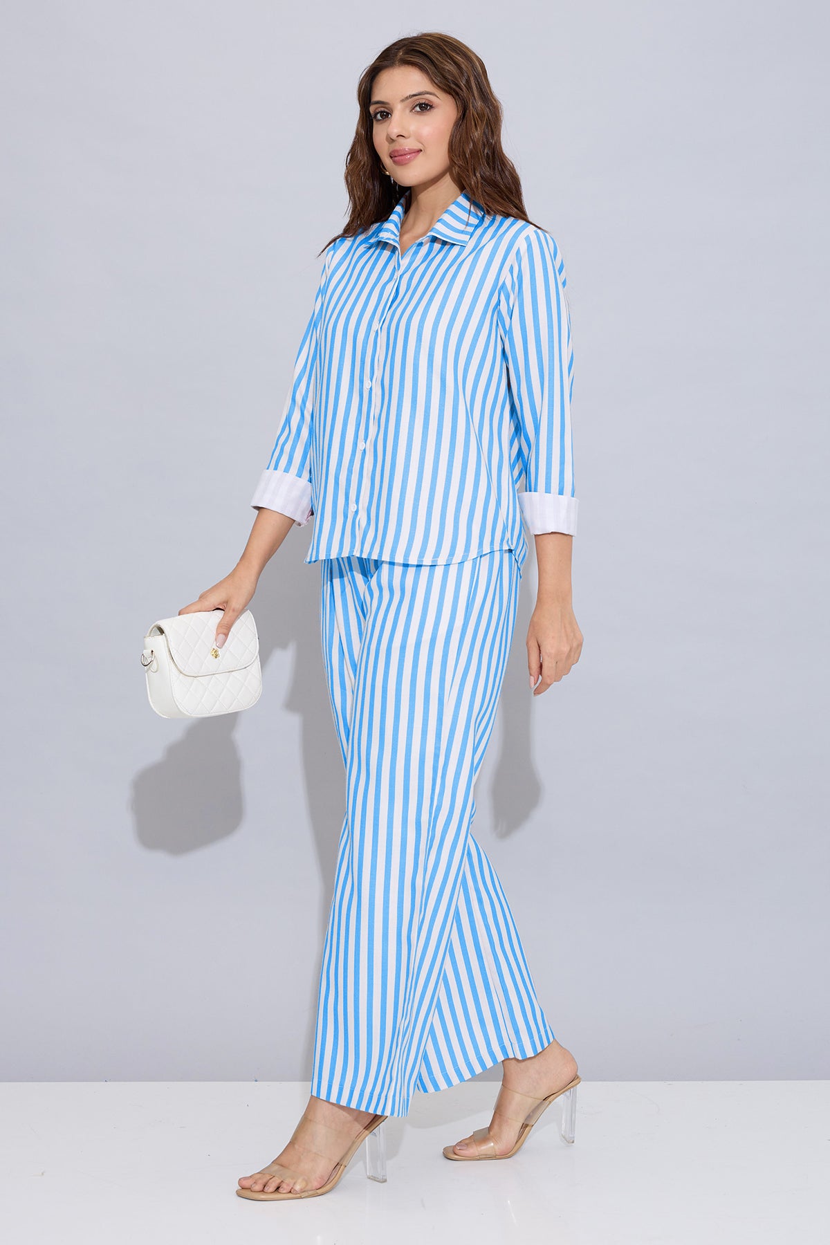 Blue Pure Cotton Stripe Pants