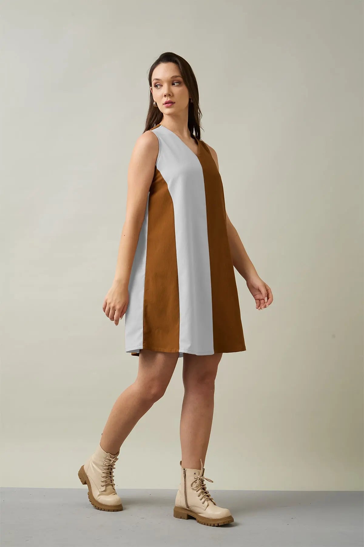 Chalk & Brown Colorblock Dress SNEHA B