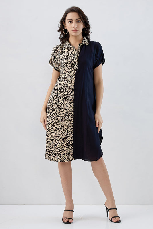 Cheetah Print Colorblock Dress