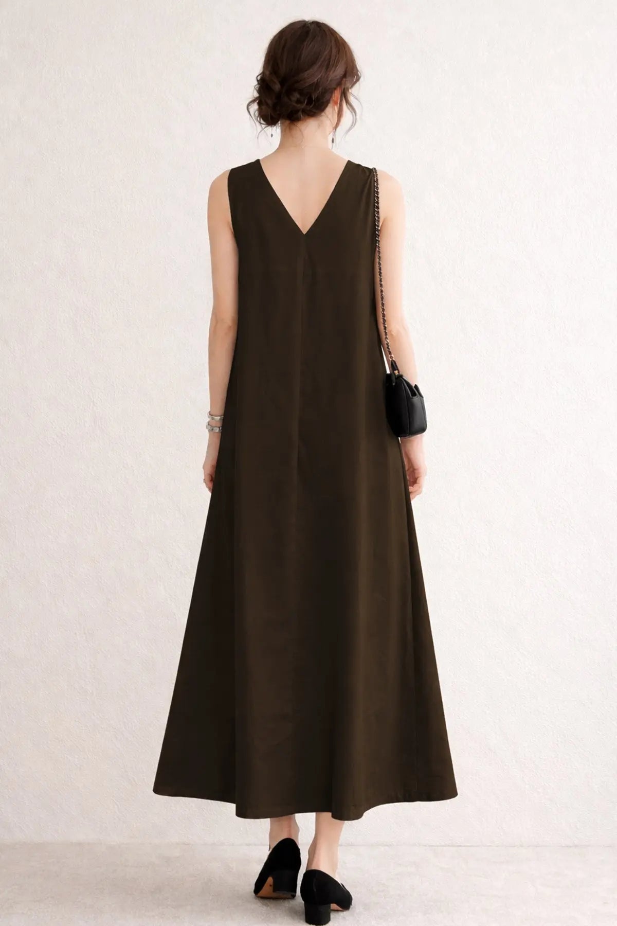Coffee A-Line Cotton Maxi Dress SNEHA B