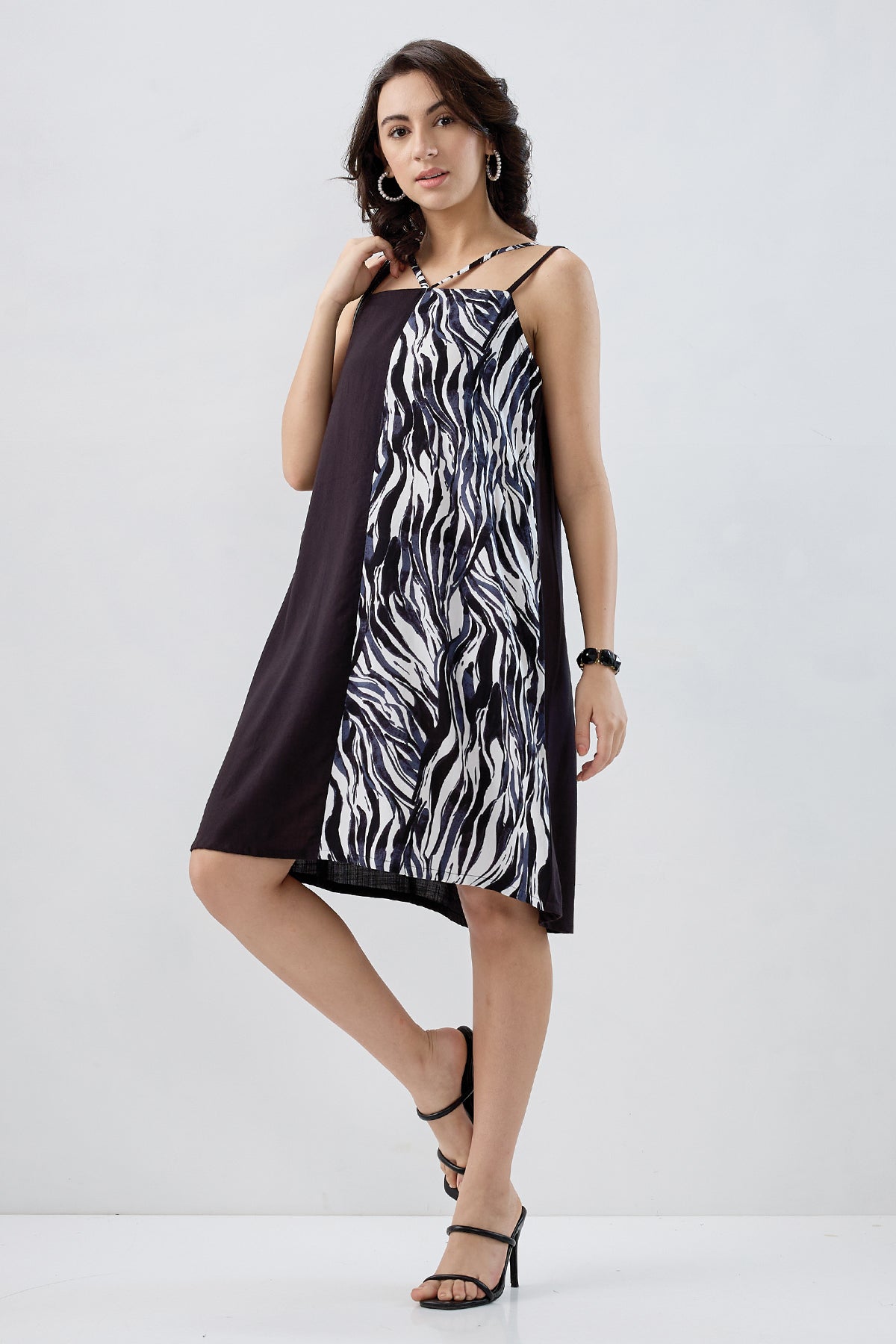 Colour Block Cotton Mini Dress