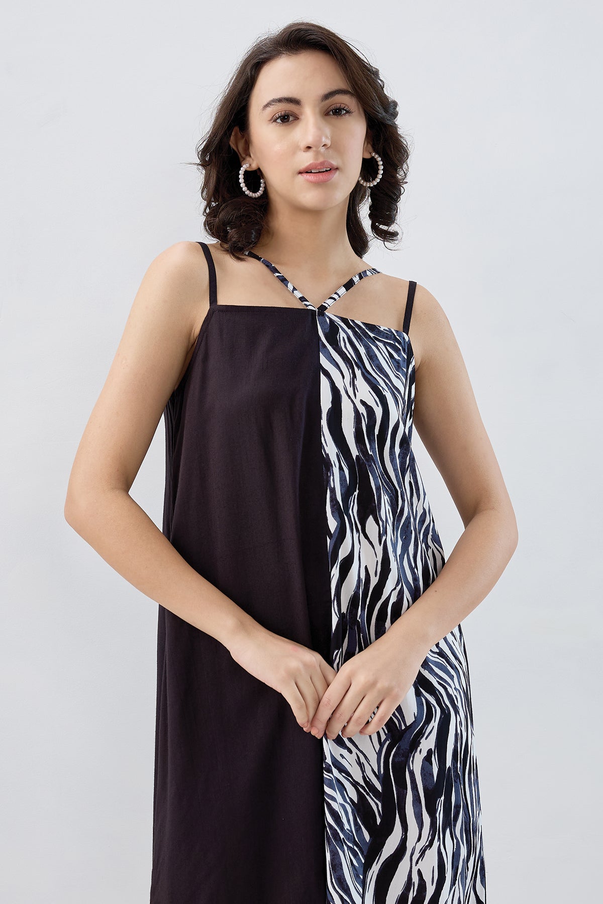 Colour Block Cotton Mini Dress