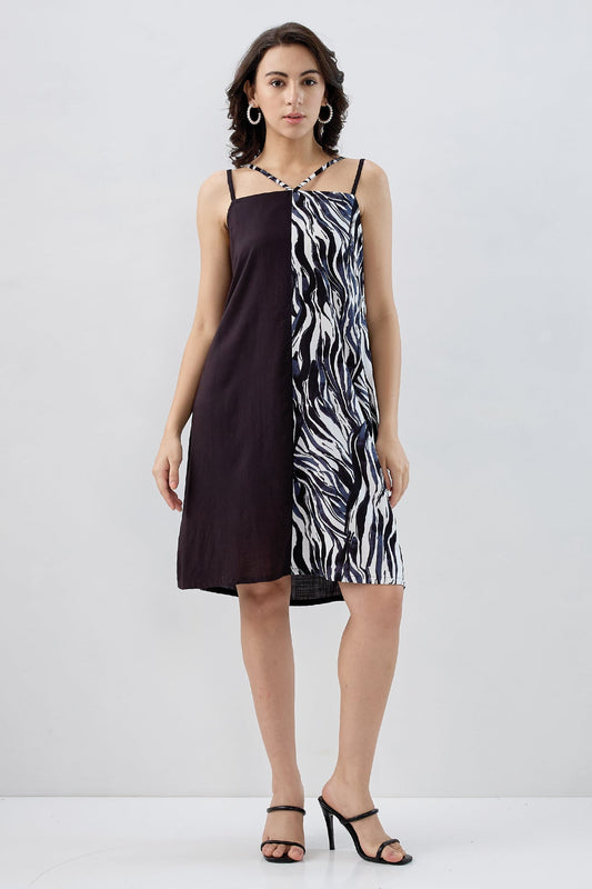 Colour Block Cotton Mini Dress
