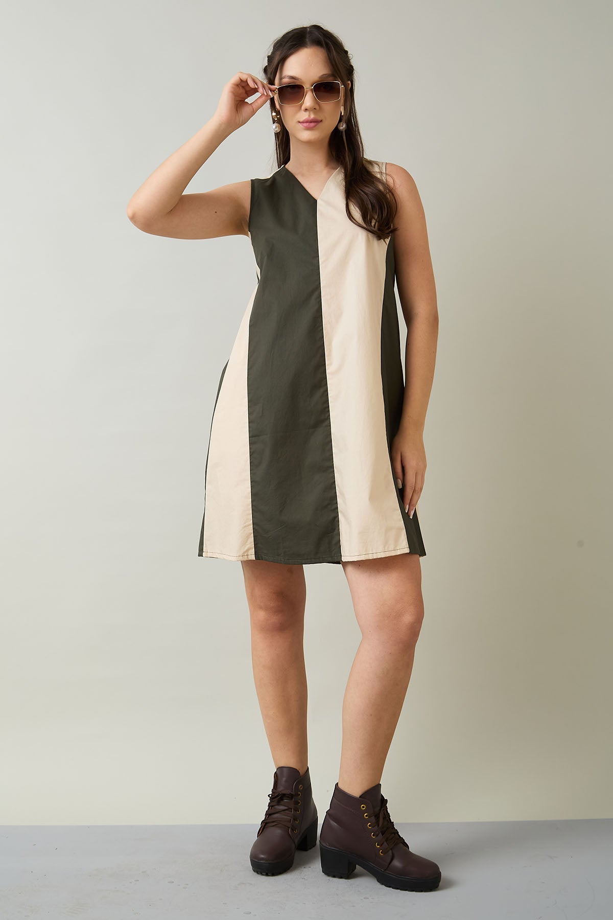 Buy Colour Block Sleeveless Dress by SNEHA B