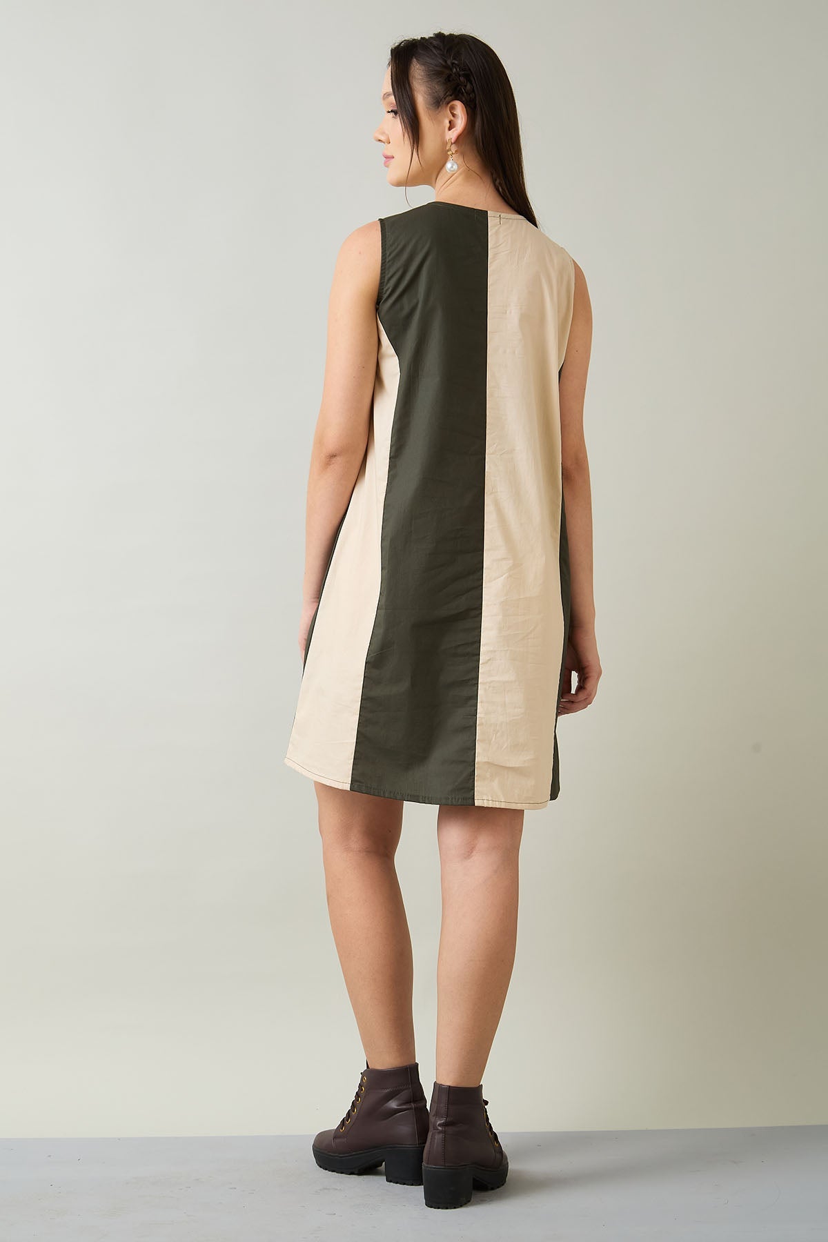 Colour Block Sleeveless Dress