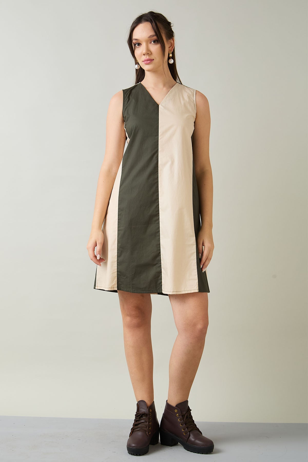 Colour Block Sleeveless Dress