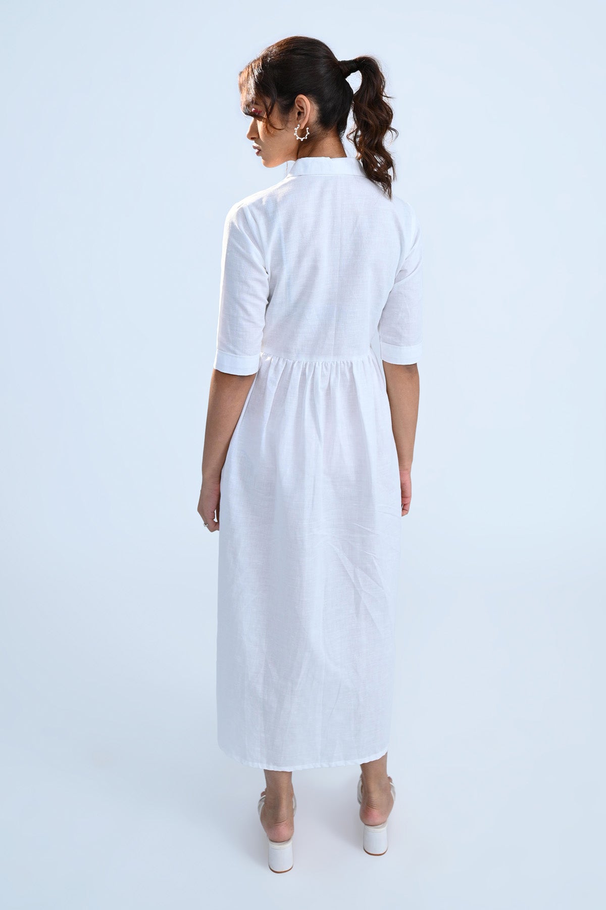 Cubes Embroidered White Dress