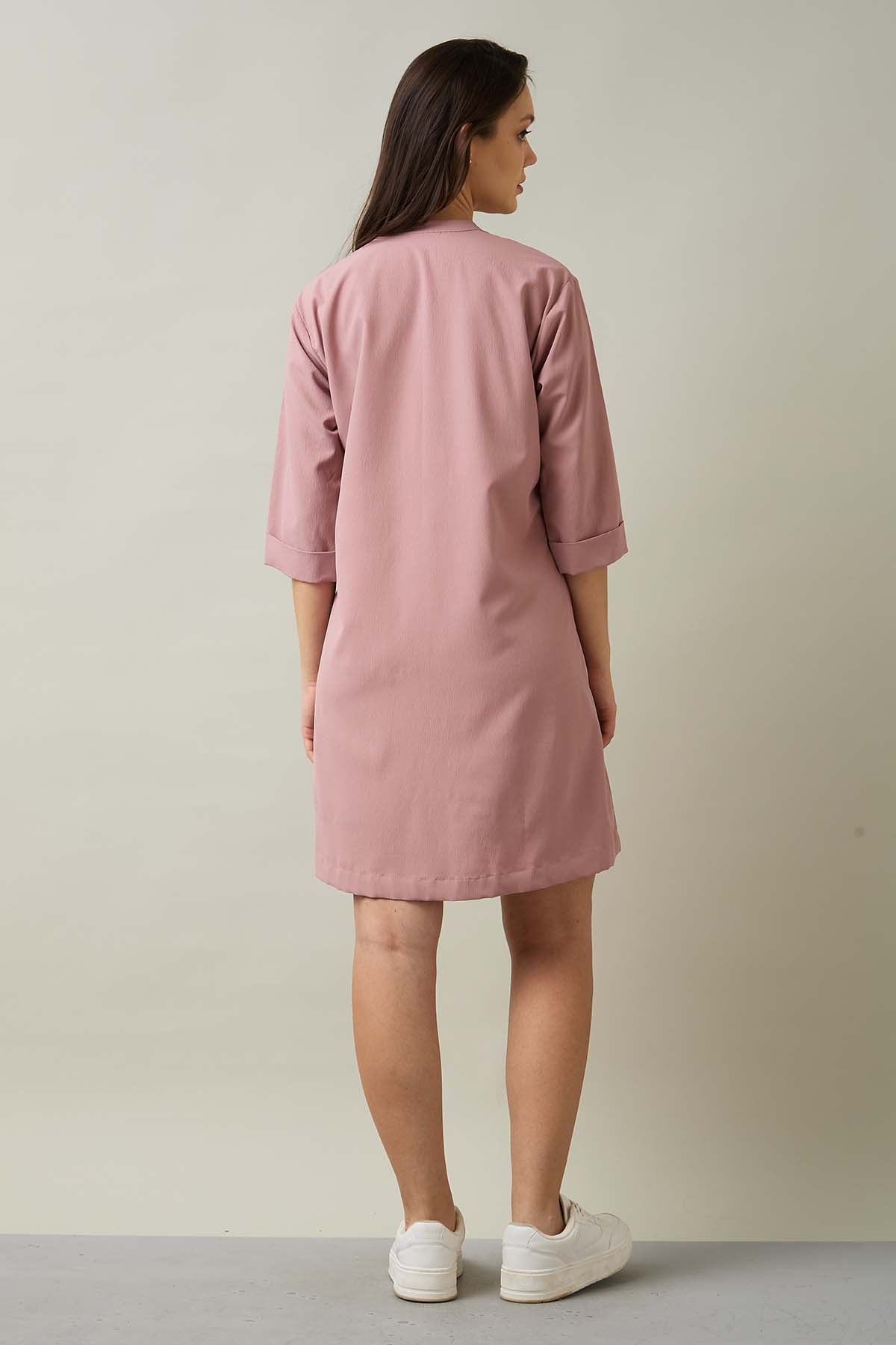 Dusty Pink Chinese Collar Dress