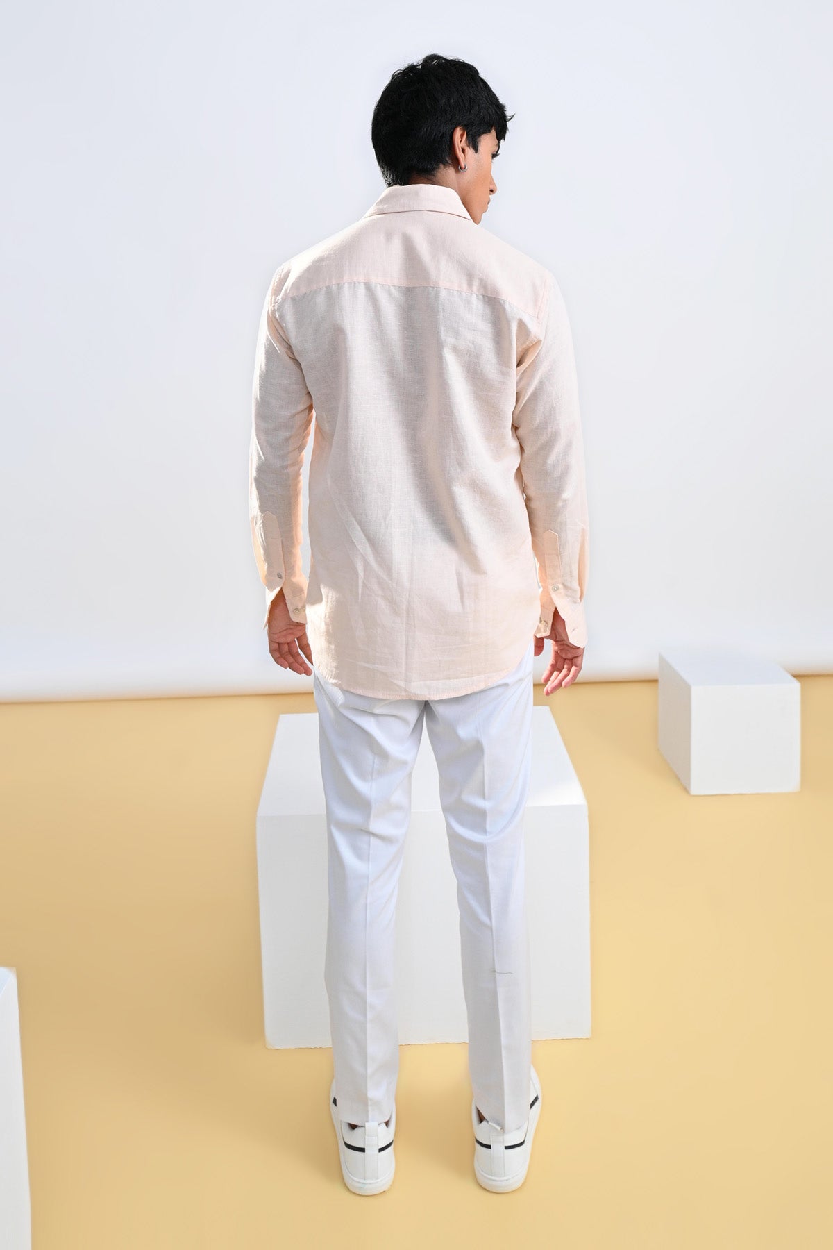 Face Embroidered Cotton Linen Shirt