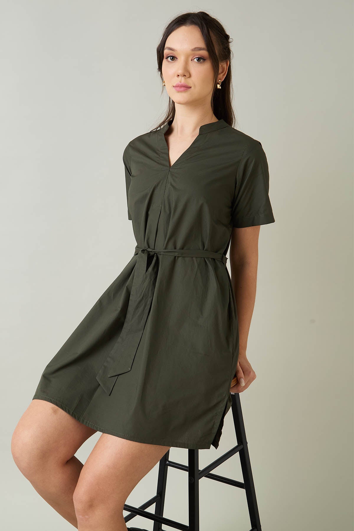 Green 100% Cotton Poplin Dress