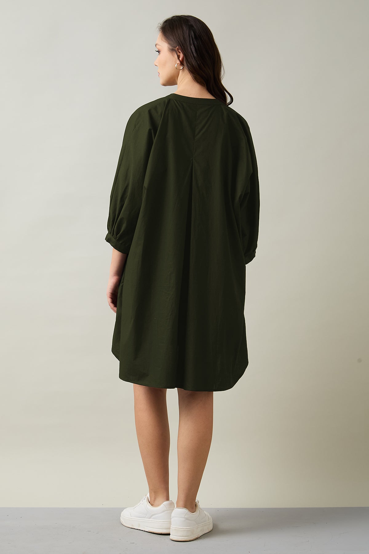 Green Relaxed Shirt Style Dress
