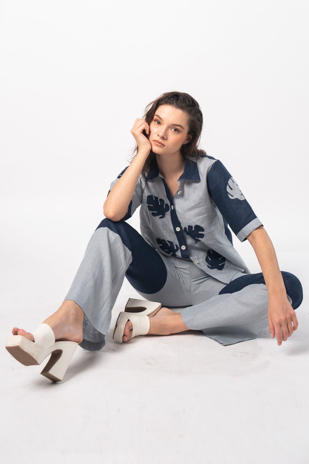 Grey Blue Patchwork Co-ord Set