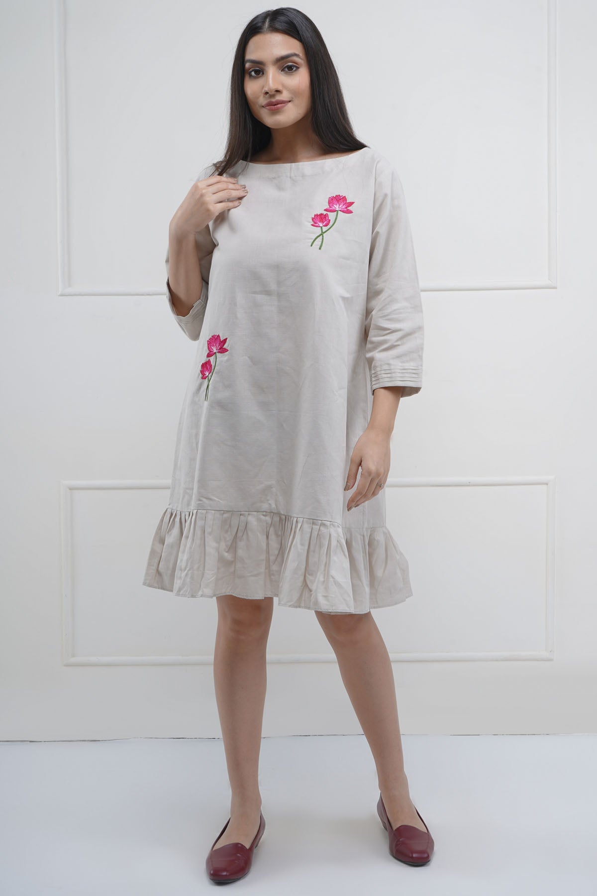 Grey Resham Embroidered Dress