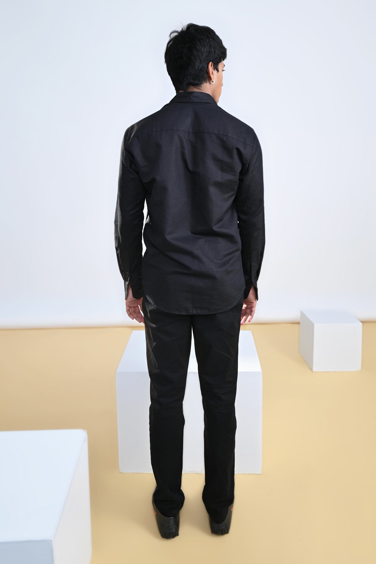 Hashtag Embroidered Cotton Linen Shirt