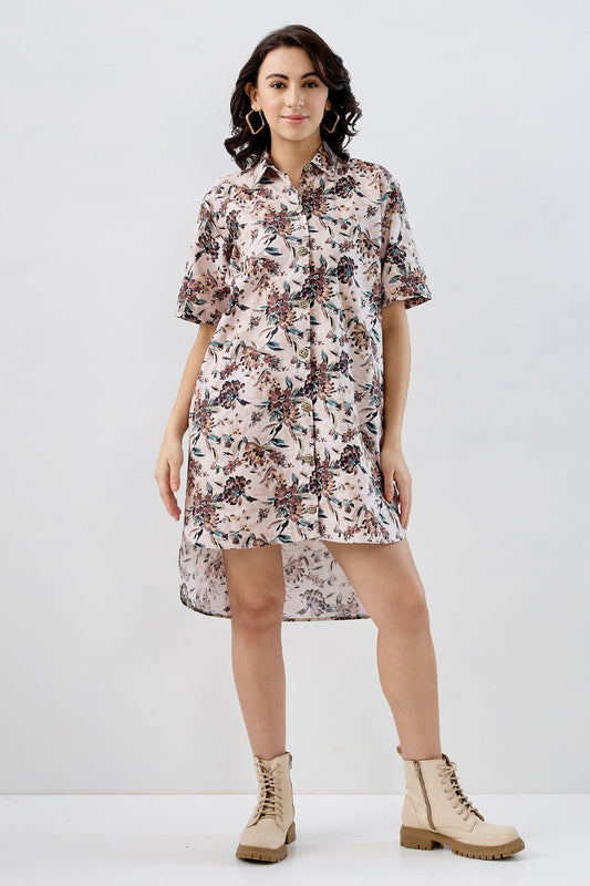 High Low Printed Cotton Dress