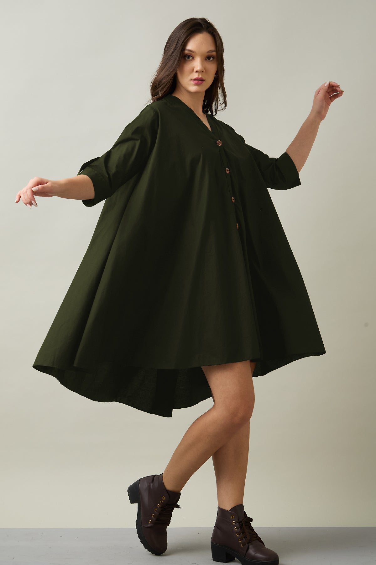 Military Cotton Oversize Dress
