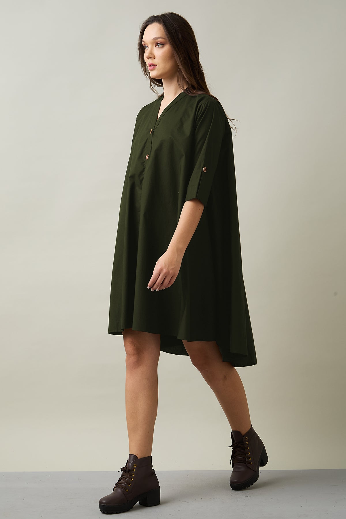 Military Cotton Oversize Dress