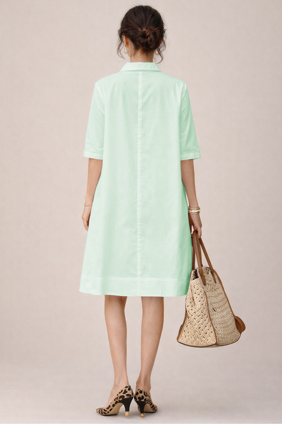 Minty Cotton Box Pleated Dress