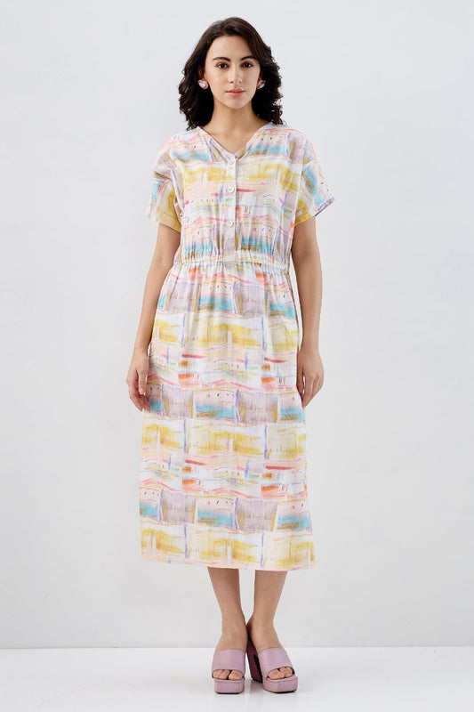 Multicolor Printed Midi Dress