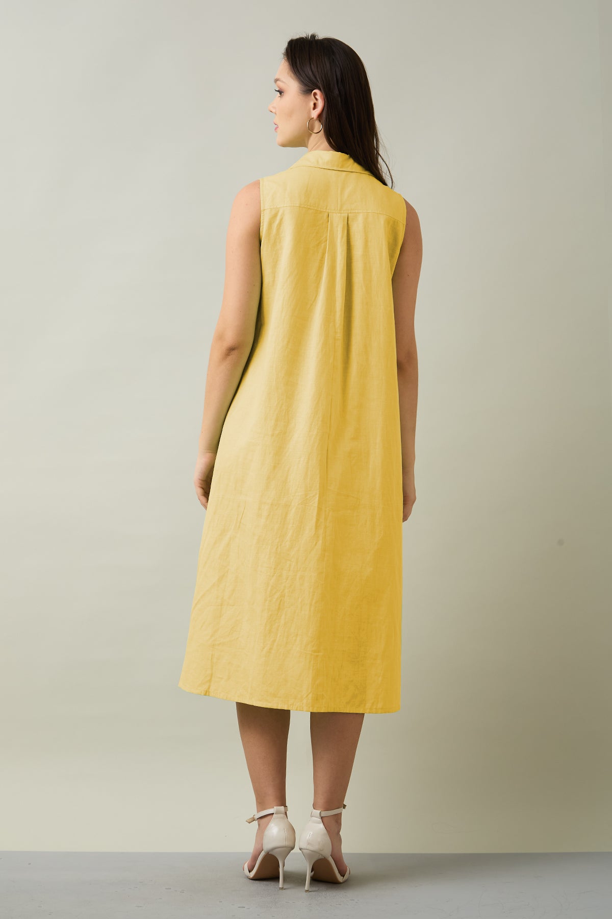 Mustard Sleeveless Shirt Dress