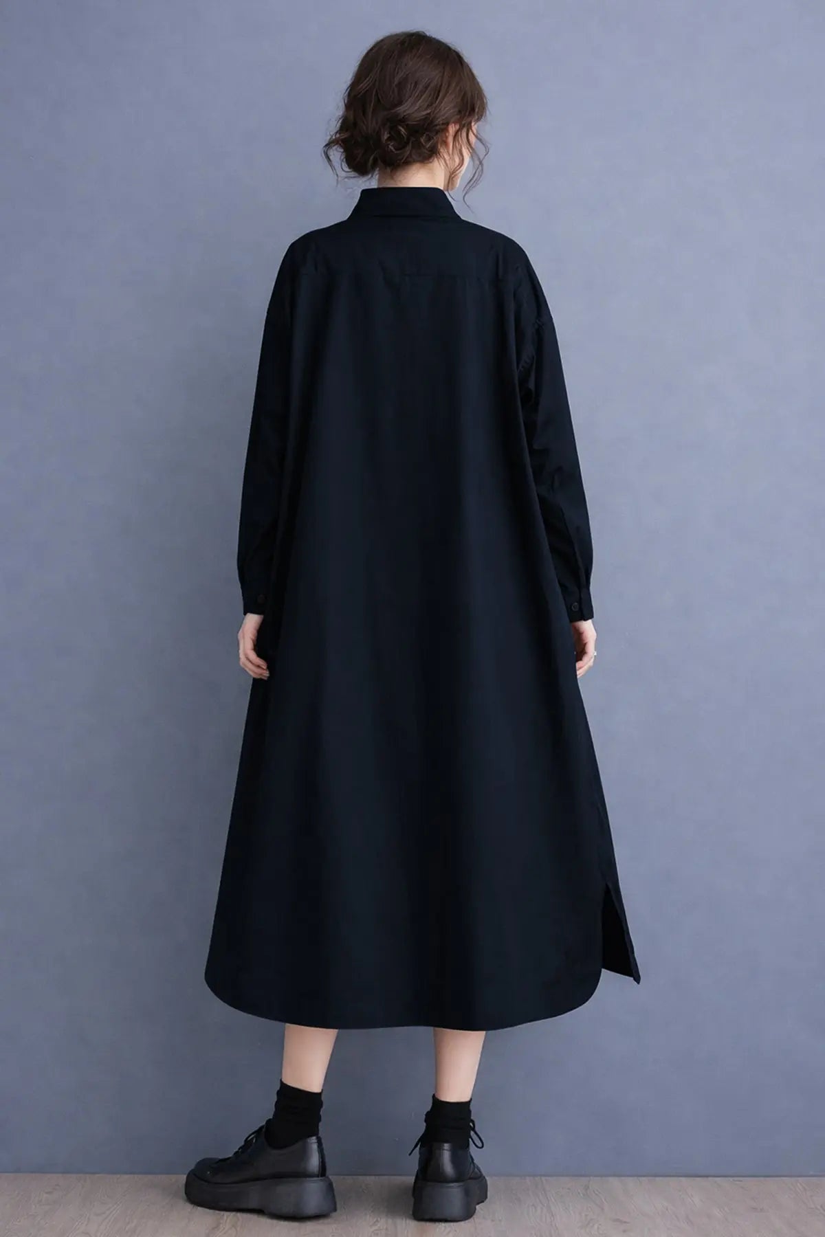 Navy Cotton Cambric Midi Dress SNEHA B