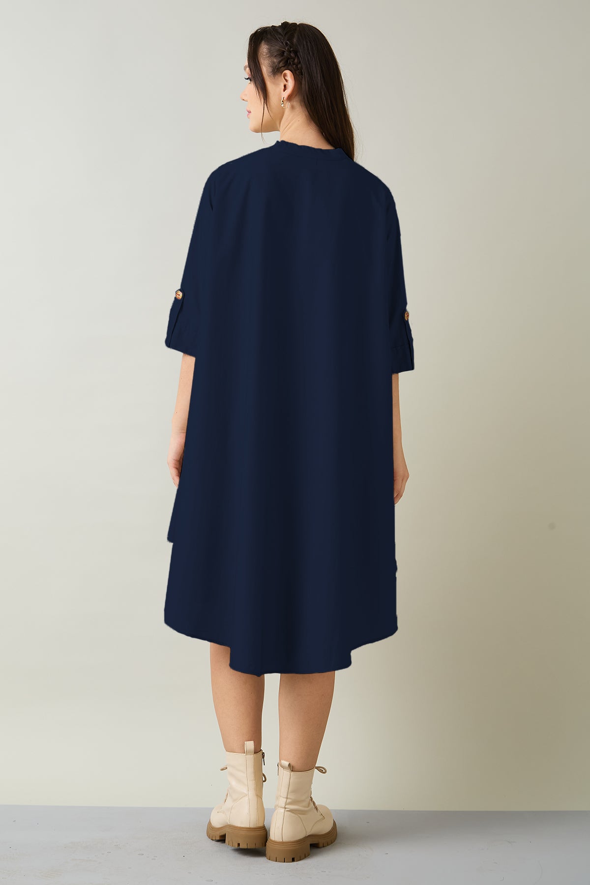 Navy Cotton Oversized Dress