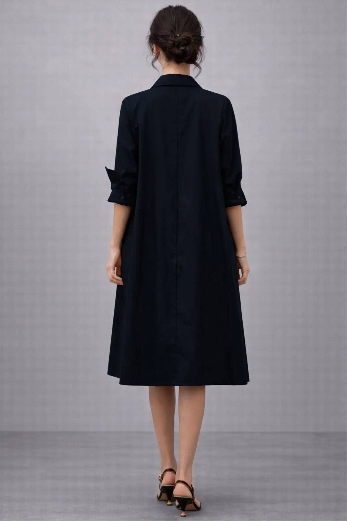 Navy Knee Length Shirt Dress SNEHA B
