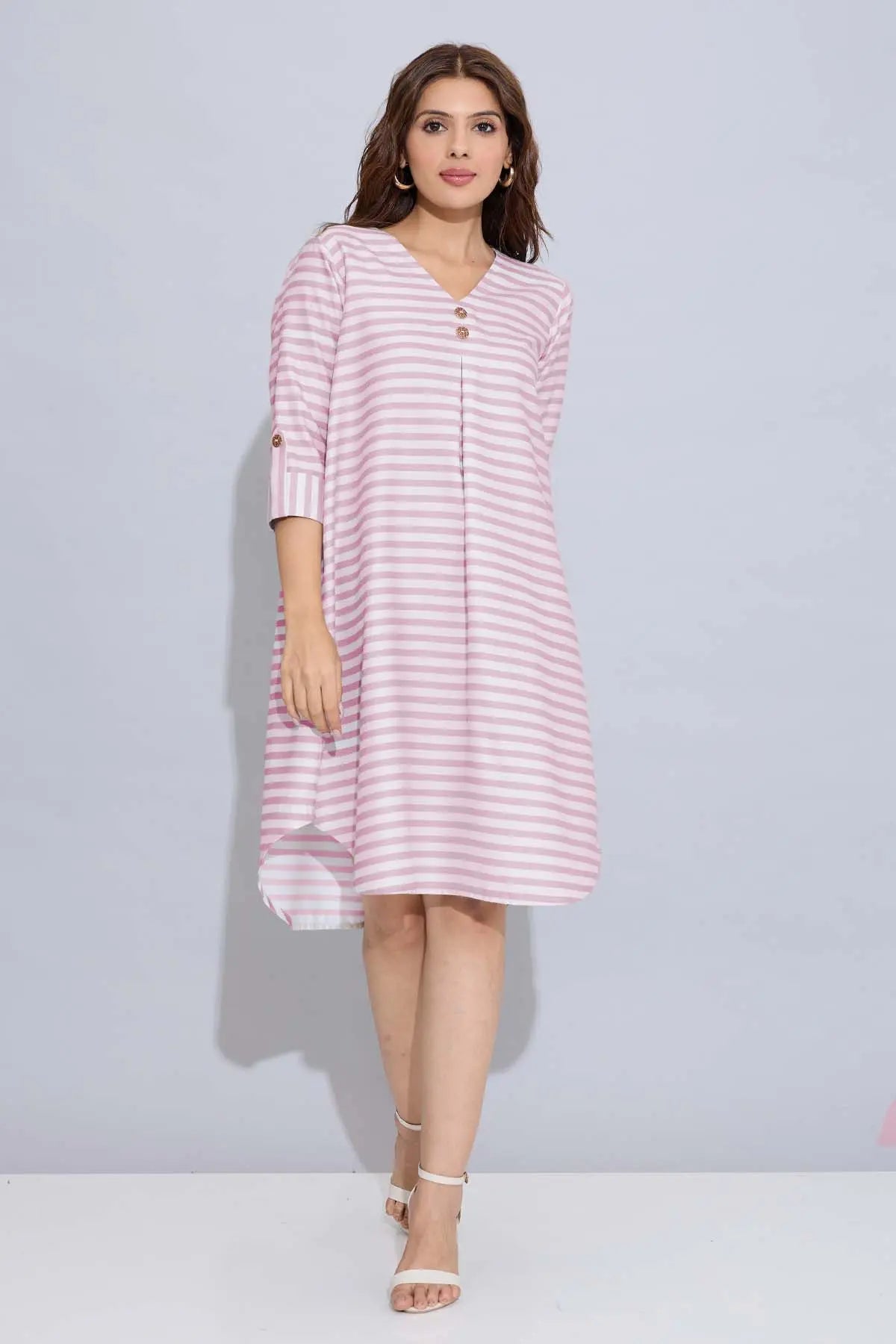 Onion Stripe Box Pleated Dress SNEHA B