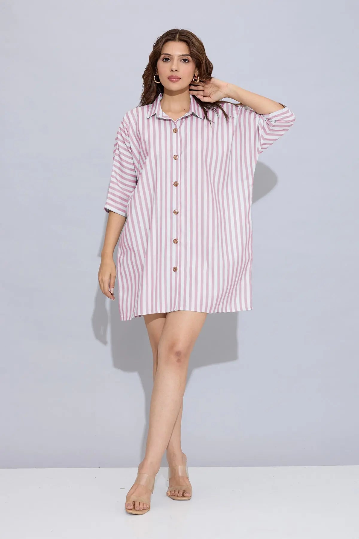 Buy Onion Stripes Oversized Dress by SNEHA B