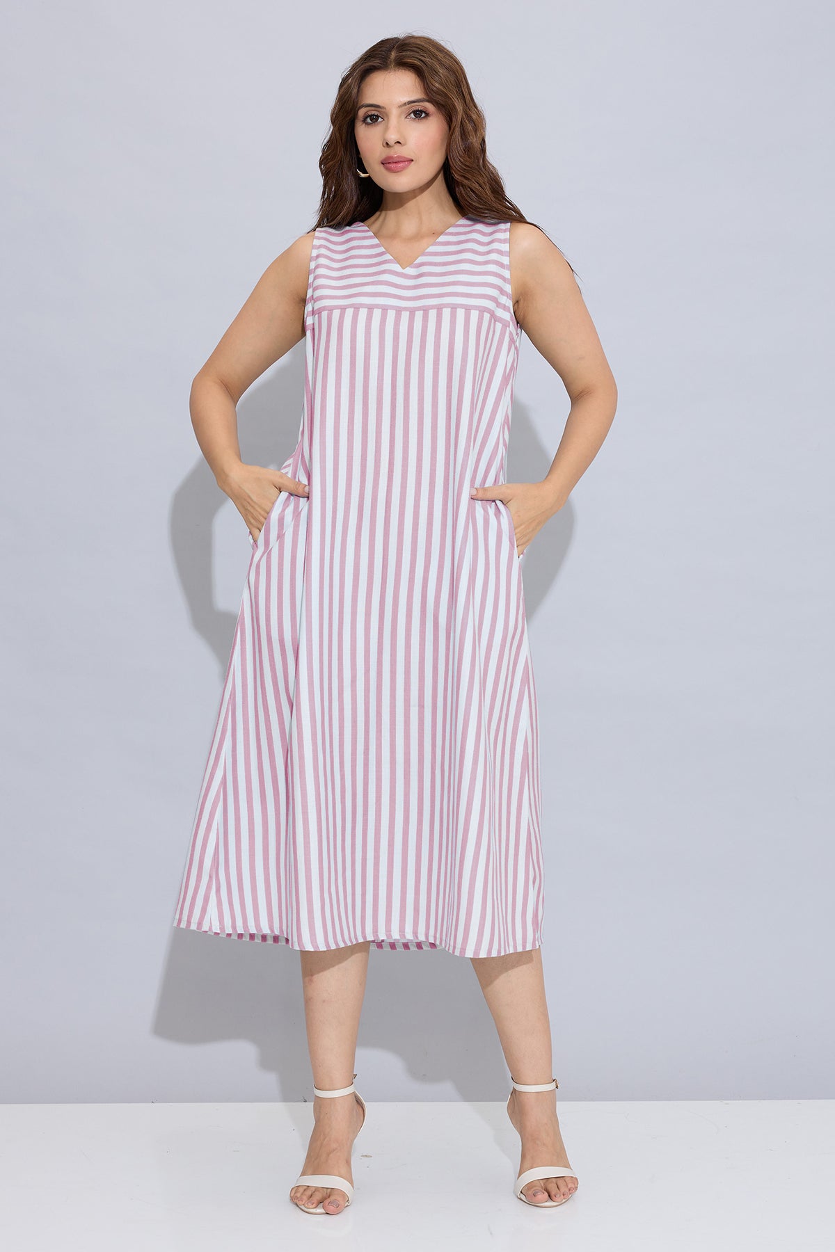 Onion Stripes Sleeveless Dress