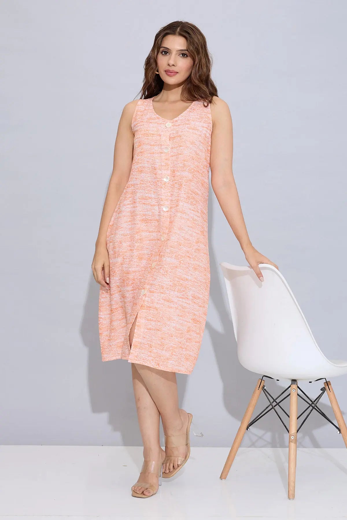 Orange Cotton Sleeveless Dress SNEHA B