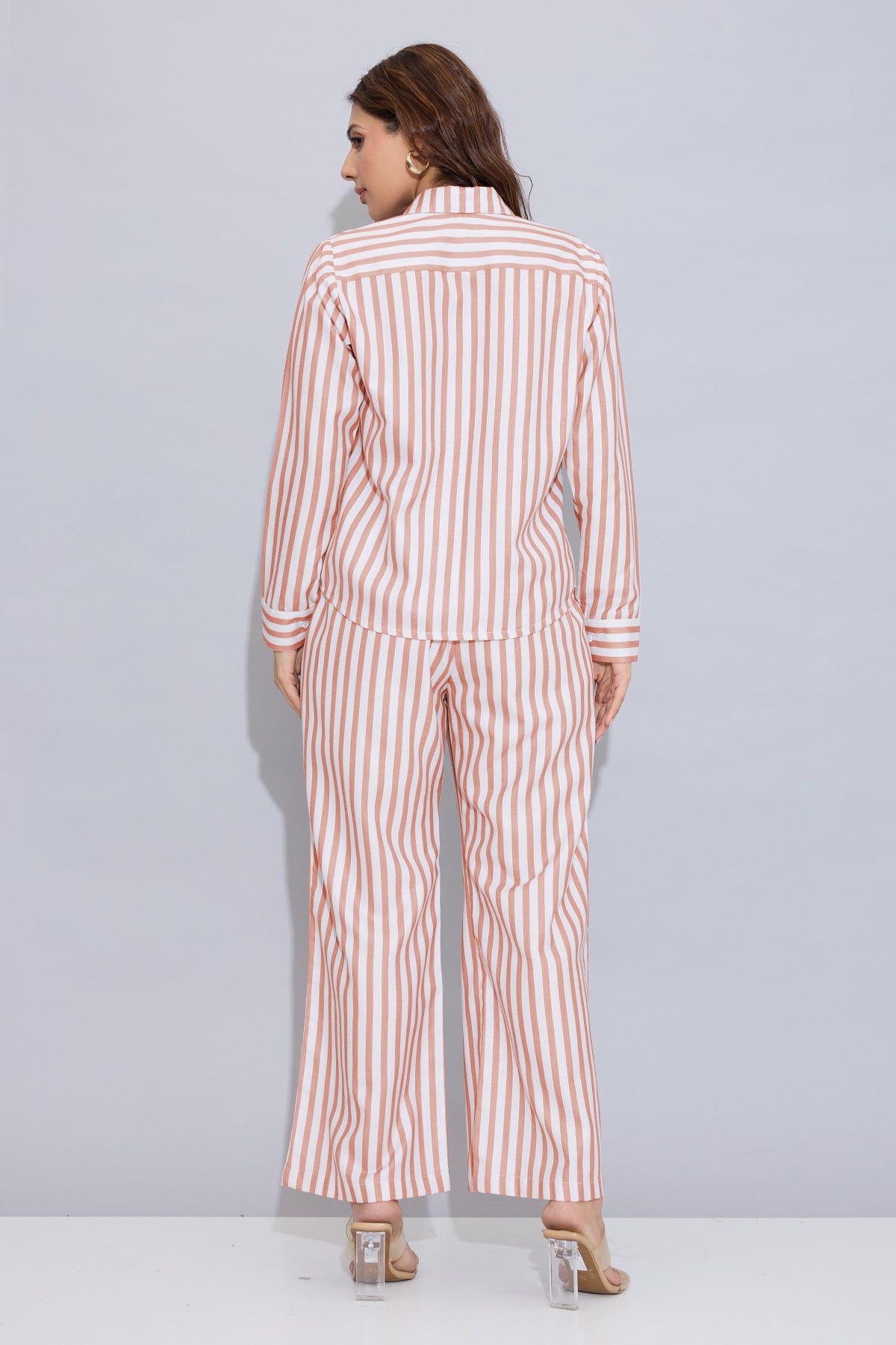 Orange Pure Cotton Stripe Shirt