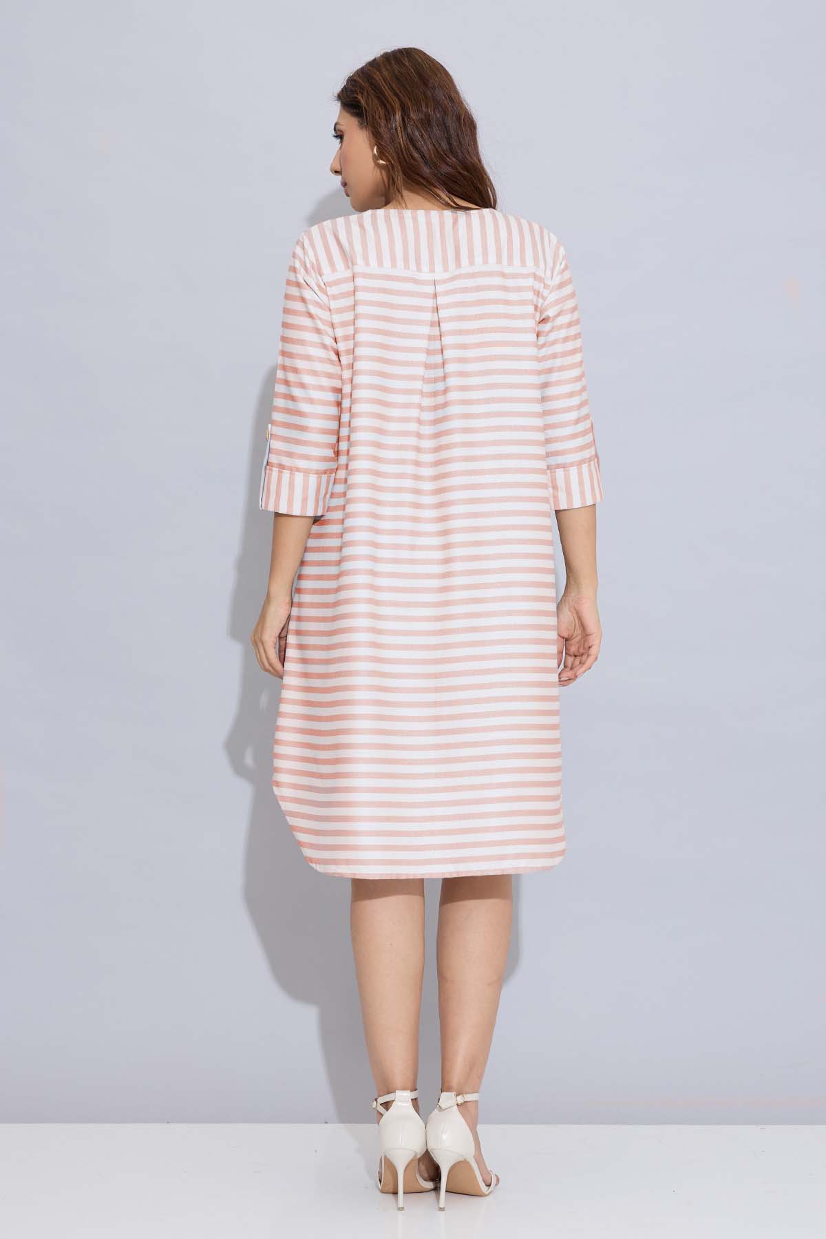 Orange Stripes Box Pleat Dress