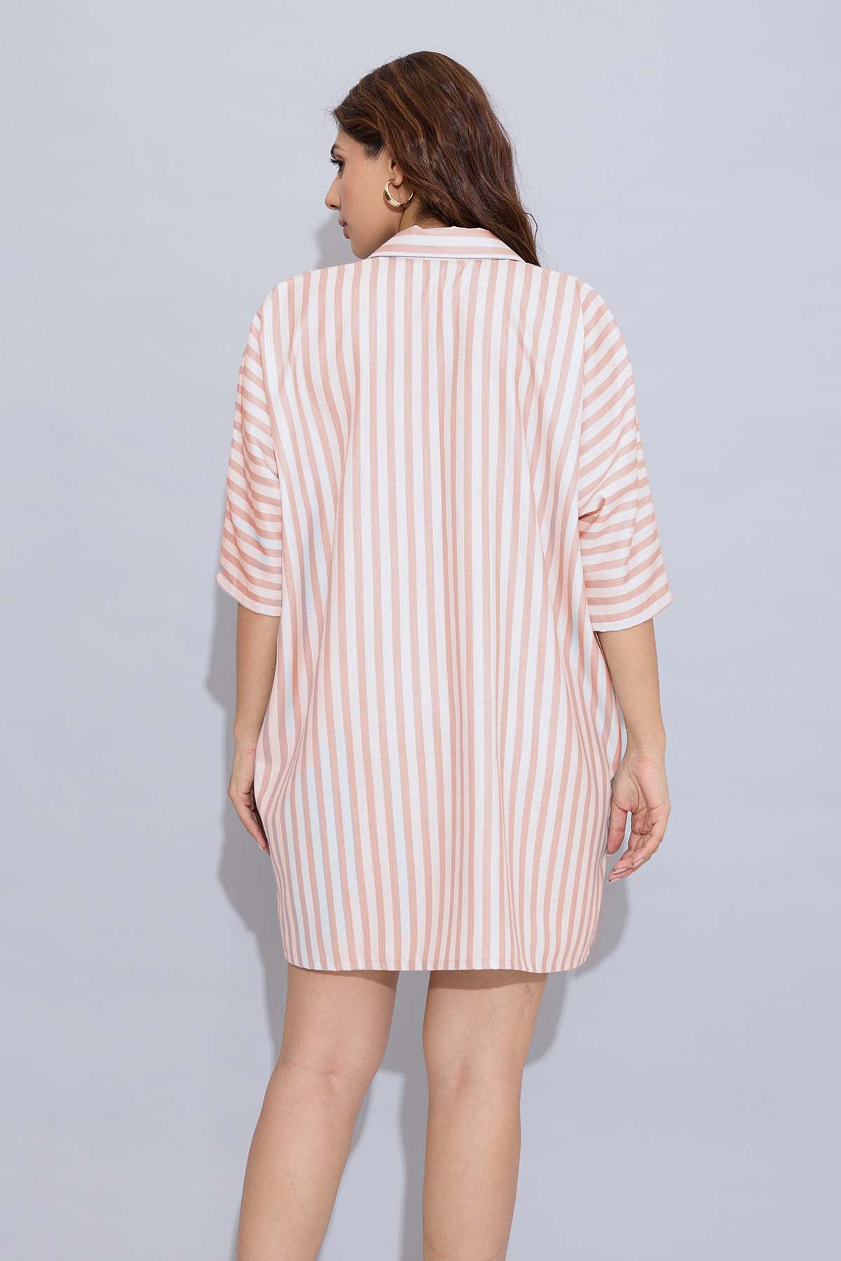Orange Stripes Oversized Dress