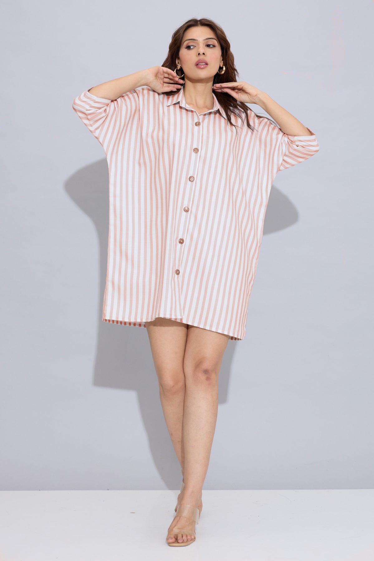Orange Stripes Oversized Dress