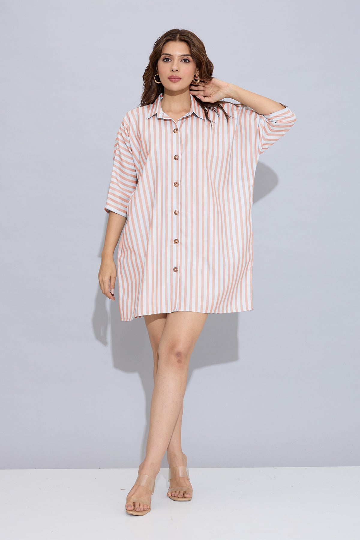 Orange Stripes Oversized Dress