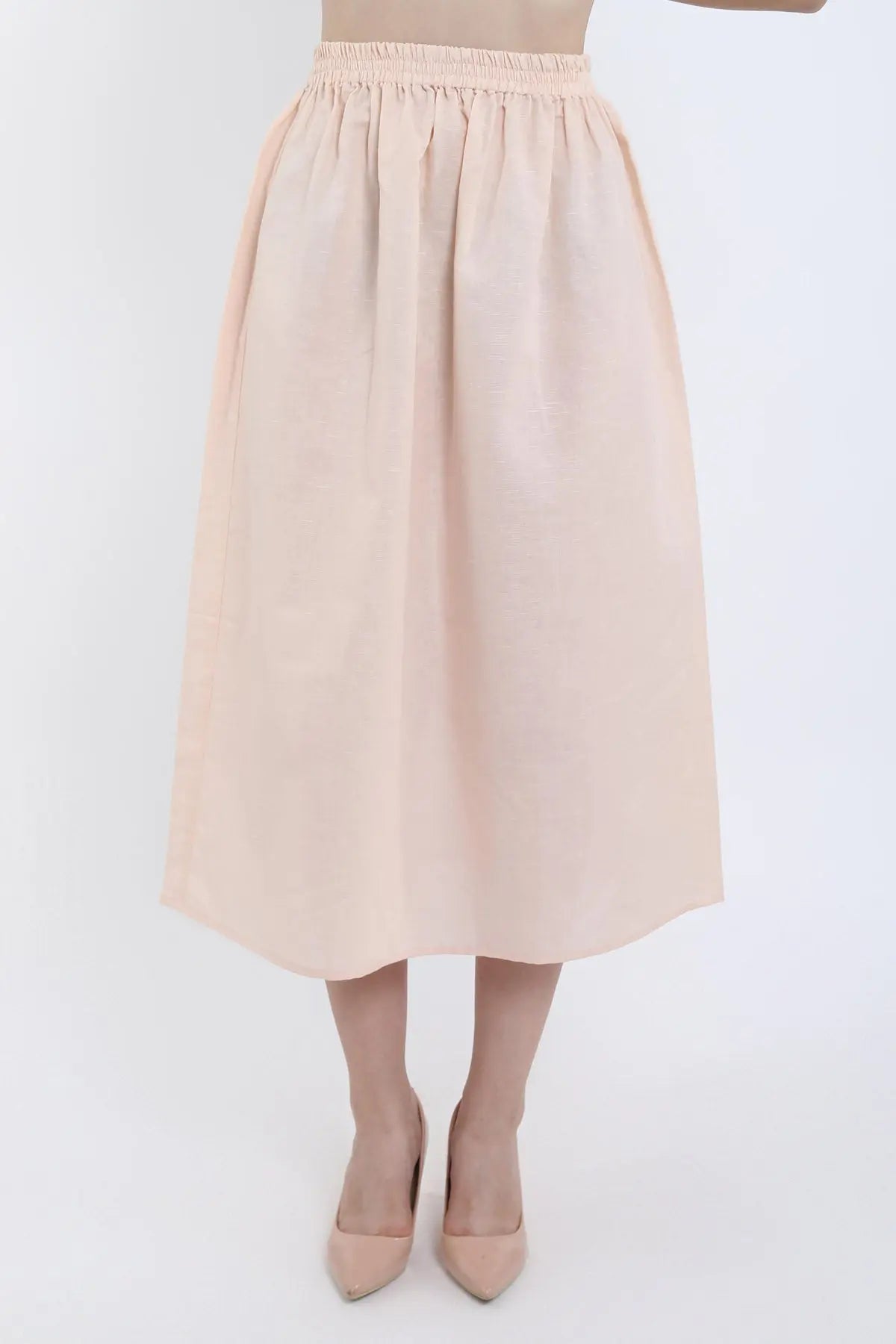 Peach Cotton Linen Skirt Set SNEHA B