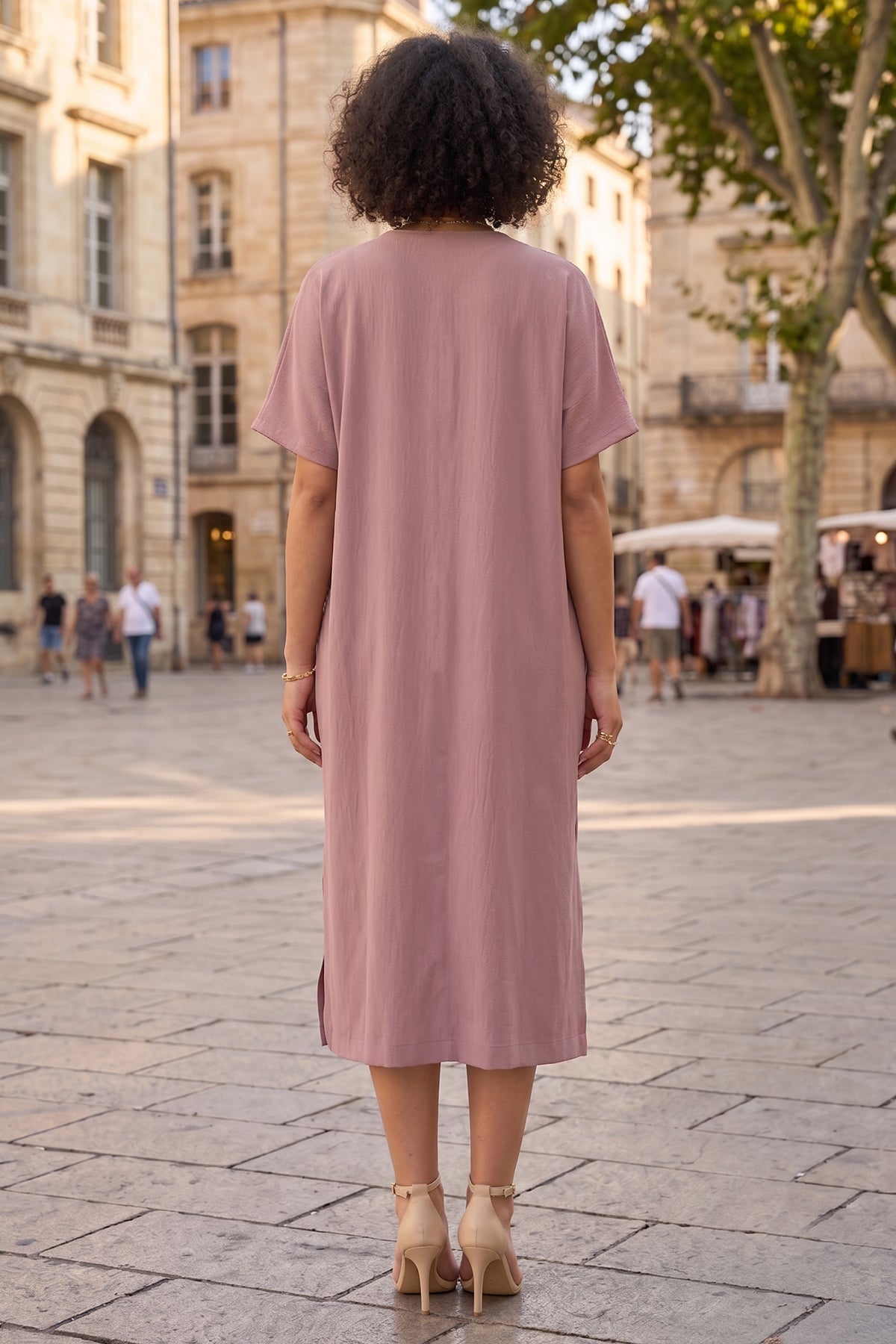Pink Relaxed Fit Midi Dress