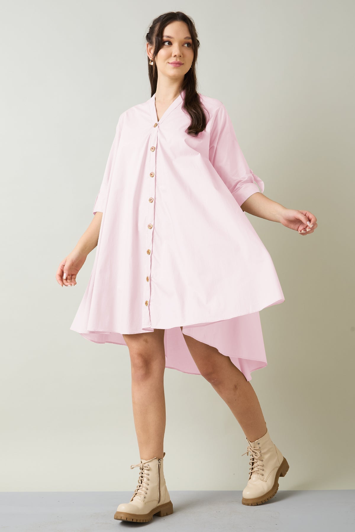Pink Cotton Oversized Dress