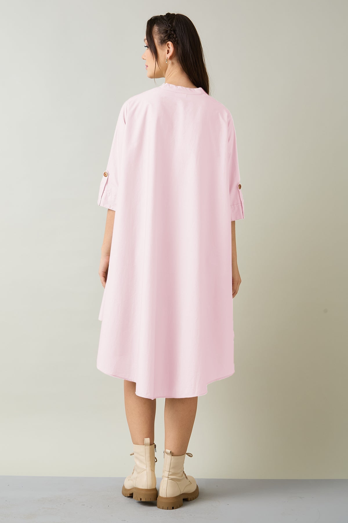 Pink Cotton Oversized Dress