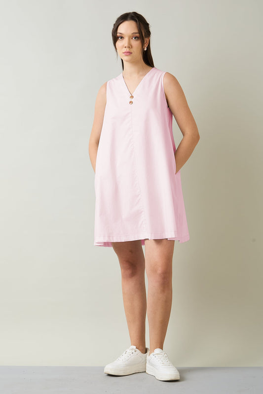Shop Pink Cotton Sleeveless Dress by SNEHA B